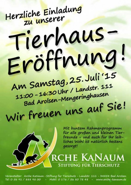 Poster Tierhaus-Eröffnung / © 2015 Arche KaNaum (NH)