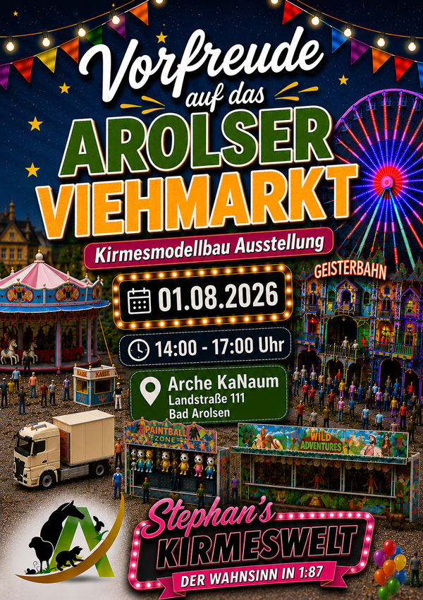 Vorfreude auf das Arolser Viehmarkt - Kirmesmodell-Ausstellung und Katzen-Café am 01.08.2026